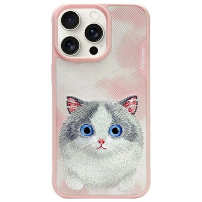 Këllëf telefoni Nimmy Big Eyed Pet 2.0 Cat për iPhone 15 Pro Max 6.7", me mbrojtje, rozë