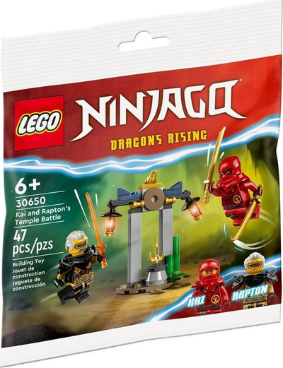 Lodër LEGO NINJAGO Kai dhe Rapton, Sherri te Tempulli 30650, set me gure për ndërtim, polybag