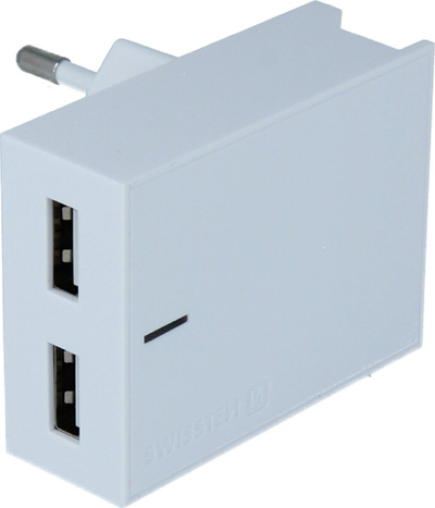 Karikues muri Swissten Lightning SMART IC, 2 porta USB 3A 15W, me kabllo Lightning 1.2 m, i bardhë