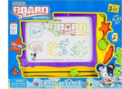 Lodër tabelë vizatimi magnetike Drawing Board, me 3 stampila, motiv deti, shumëngjyrëshe