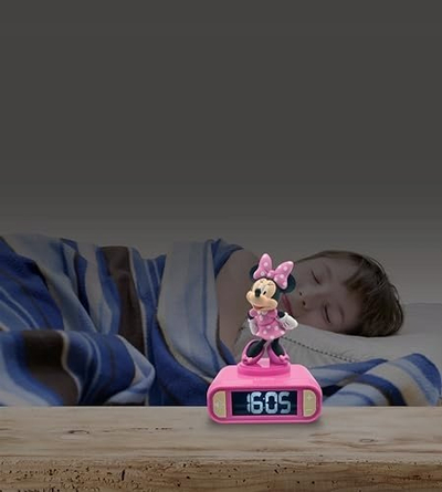 Orë me zile Lexibook Minnie Mouse, dritë 3D, ekran digjital, rozë
