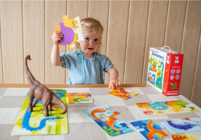 Puzzle për kalamaj Kapitan Nauka Dinozaury, 3 puzzle progresive, 2+ vjeç, shumëngjyrëshe