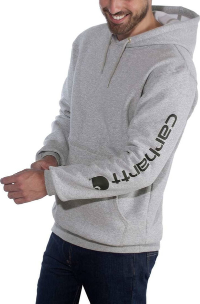 Bluzë me kapuç Carhartt Loose Fit Midweight, 2XL, logo te mënga, gri Heather me të zezë