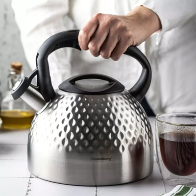 Çajnik tradicional Klausberg KB, 3L, çelik inox, gri argjend