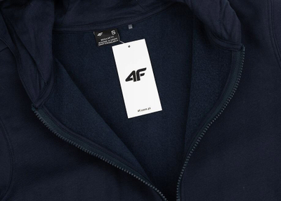 Bluzë me kapuç për goca 4F F0956, me zinxhir, xhepa anës, blu navy