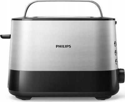 Toster Philips Viva Collection HD2635/90, 2 парчиња, функција за одржување топло, црн титан