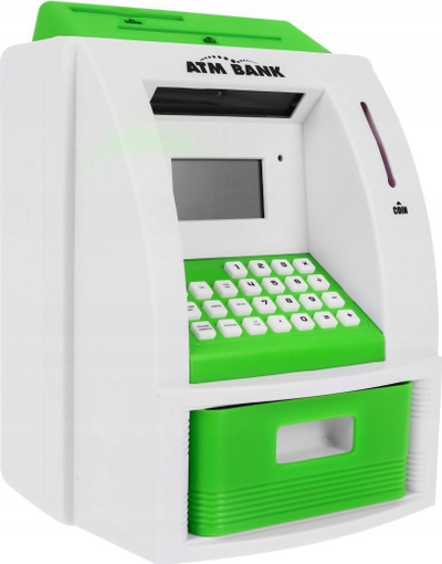Arkë kursimi ATM Little Banker, lodër edukative për kalamaj, me kartë banke, me shumë ngjyra