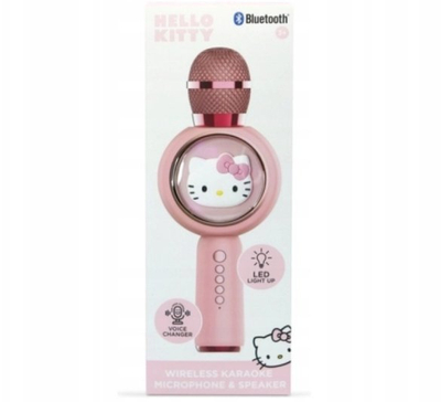 Mikrofon karaoke Hello Kitty Sing Along, LED, Bluetooth, rozë