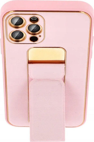 Futollë lëkure me këmbëz‑stand për Samsung Galaxy S23 FE, magnetike, rozë