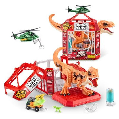 Set lodrash Zuru Robo Alive Dino Escape, dinosauro elektronik, me drita edhe zëra, portokalli