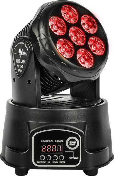 Reflektor LED që lëviz Light4Me COMPACT PMH 7x8W, RGBW, DMX512, i zi