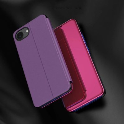 Маска за телефон Hurtel Clear View за iPhone 16e, преклопна маска, проѕирна, розова