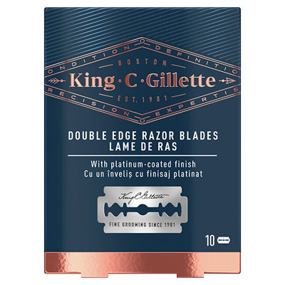 Set tehe për brisk rroje Gillette King Double Edge Razor Blades, 10 copë