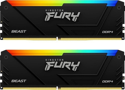 Memorie Kingston Fury Beast RGB, DDR4, 32 GB, 3200 MHz, CL16, KF432C16BB2AK2/32