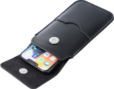 Këllëf brezi ROYAL 2XL Wide, lëkurë natyrale, universal për telefon, i zi