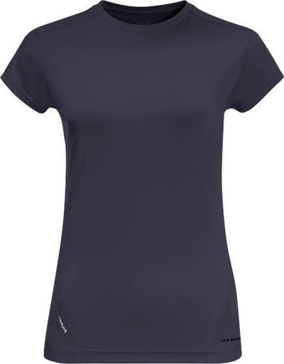 Bluzë sportive Jack Wolfskin W Tasman S/S, me mëngë të shkurtra, material që ftoh, gri e errët