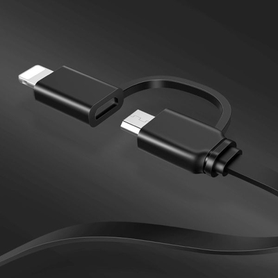 Kabllo USB Usams U1 2in1, 1m, Lightning dhe microUSB, e zezë dhe e bardhë