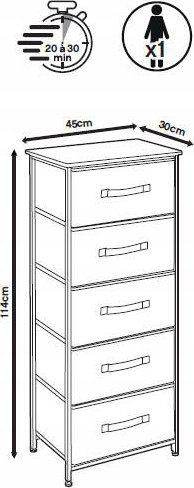 Organizer vertikal Five Simply Smart Tissa, 5 sirtarë, i gjatë, gri e errët