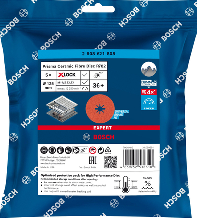 Disk fibër Bosch R782 X-LOCK, 125mm, G36, set 5 copë