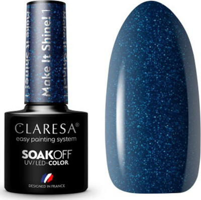 Llak xhel hibrid Claresa Make It Shine 1, 5g, UV LED, blu me shkëlqim