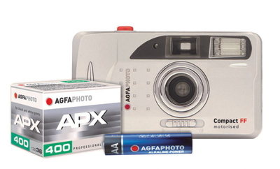 Aparat fotografik analog AGFAPHOTO Compact FF, film 35mm, blic i integruar, argjendtë