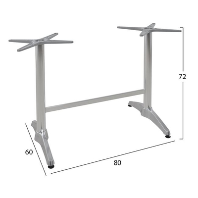 Bazë tavoline HM Double Aluminum HM404, 80x60 cm, lartësi 72 cm, ngjyrë metalike