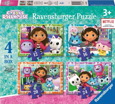 Puzzle Ravensburger Gabby's Dollhouse, set 4 copë, 12 pjesë