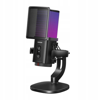 Mikrofon USB gaming UGREEN, kondensator 24bit 96kHz, me mute të shpejtë, i zi
