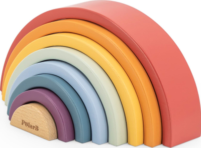 Lodër druri sorter Viga Toys Rainbow PolarB, 8 pjesë, Montessori, shumëngjyrëshe