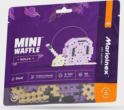Lodra blloqe Marioinex Mini Waffle Nature Snail, 50 elemente, shumëngjyrëshe