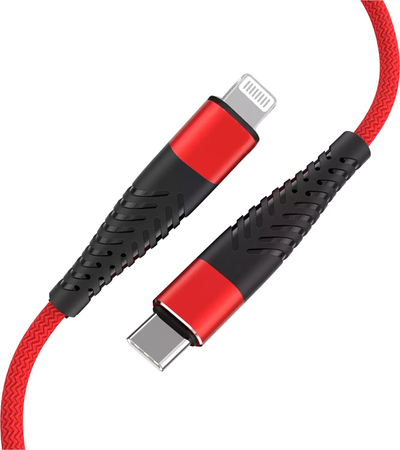 Kabllo USB C në Lightning Fusion Accessories FUSULIGH15RD, 30W 3A, 1.5m, e kuqe
