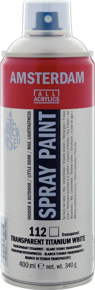 Sprej akrilik Royal Talens Amsterdam 112 Transparent Titanium White, 400 ml, i bardhë transparent