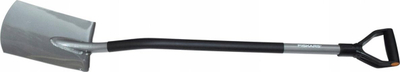 Lopatë Fiskars Ergonomic me kokë të rrumbullakët çeliku, bosht 125 cm, portokalli