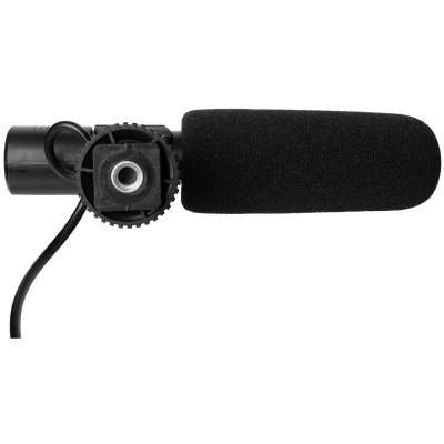 Mikrofon shotgun GADGETMONSTER GDM-1025, 3.5mm, për telefon dhe kamerë, i zi