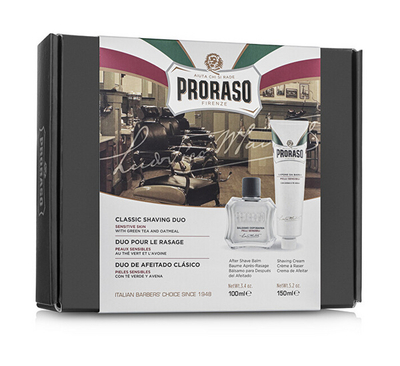 Set për trup Proraso Sensittive, krem rroje 150 ml + balsam pas rrojës 100 ml