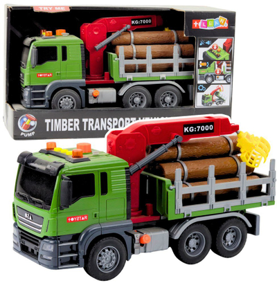 Kamion lodër me vinç Timber Transport, 1:14, drita dhe tinguj, portokalli