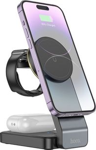 Karikues wireless HOCO CQ3 3 në 1, magnetik, palosës, i bardhë