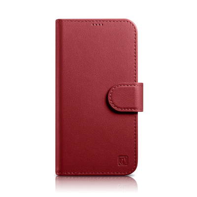 Këllëf-portofol iCarer Wallet Case 2n1 për iPhone 14 Pro Max, lëkurë, Anti RFID, i kuq