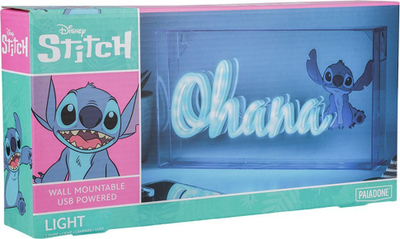 Dritë LED neon Disney Stitch Ohana, 15 x 30 cm, USB, blu