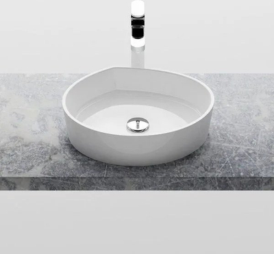 Lavabo mbi banak Ravak Moon XJN01300004, 46x38.9 cm, pa vrimë për bateri, e bardhë