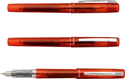Stilolaps me pendë Platinum Prefounte Medium, majë çeliku, trup transparent, portokalli vermilion