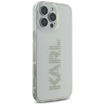 Футрола за телефон Karl Lagerfeld IML Rhinestones Logo за iPhone 16 Pro, проѕирна, со кристали