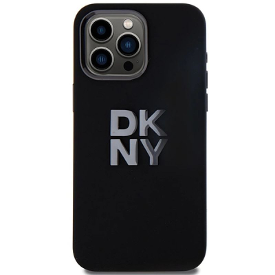 Mbulesë telefoni DKNY Liquid Silicone Metal Logo për iPhone 15 Pro Max 6.7", silikon, e zezë