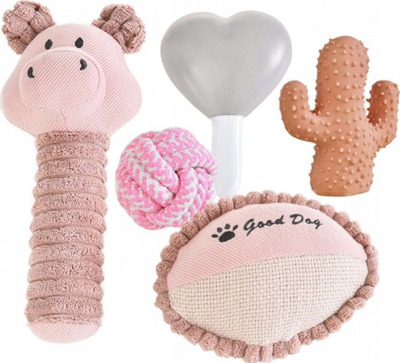 Set lodrash për qen Barry King Gift 5n1, për këlysh, rozë