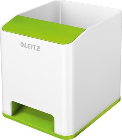 Mbajtëse stilolapsash Leitz WOW, me amplifikator zëri, për smartphone, e bardhë jeshile