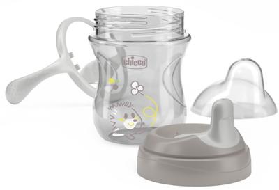 Gotë trajnimi Chicco Training Cup 6m+, 200 ml, me doreza, gri