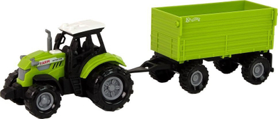 Traktor lodër FARM me rimorkio, me drita dhe tinguj, jeshile