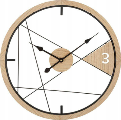 Orë muri Mauro Ferretti Geometric, 60 cm, hekur edhe MDF, e zezë me kafe
