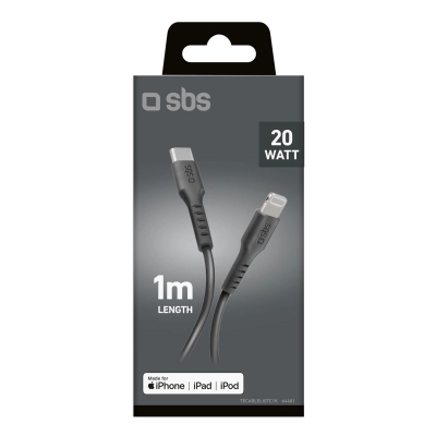 Kabllo karikimi SBS Type C në Lightning, 1m, MFI, e zezë