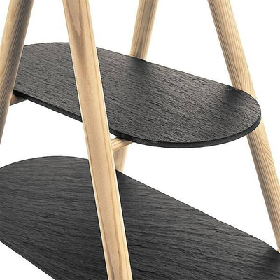 Tabaka me dy nivele Orion Etagere, gur slate dhe dru, 2 kate, gri natyrale